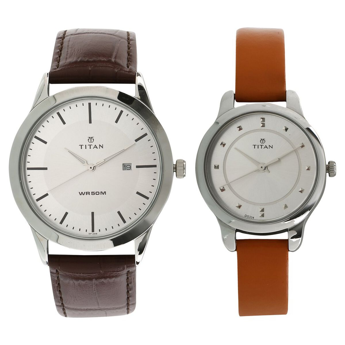Titan Bandhan White Dial Analog Leather Strap Watch for Couple 1