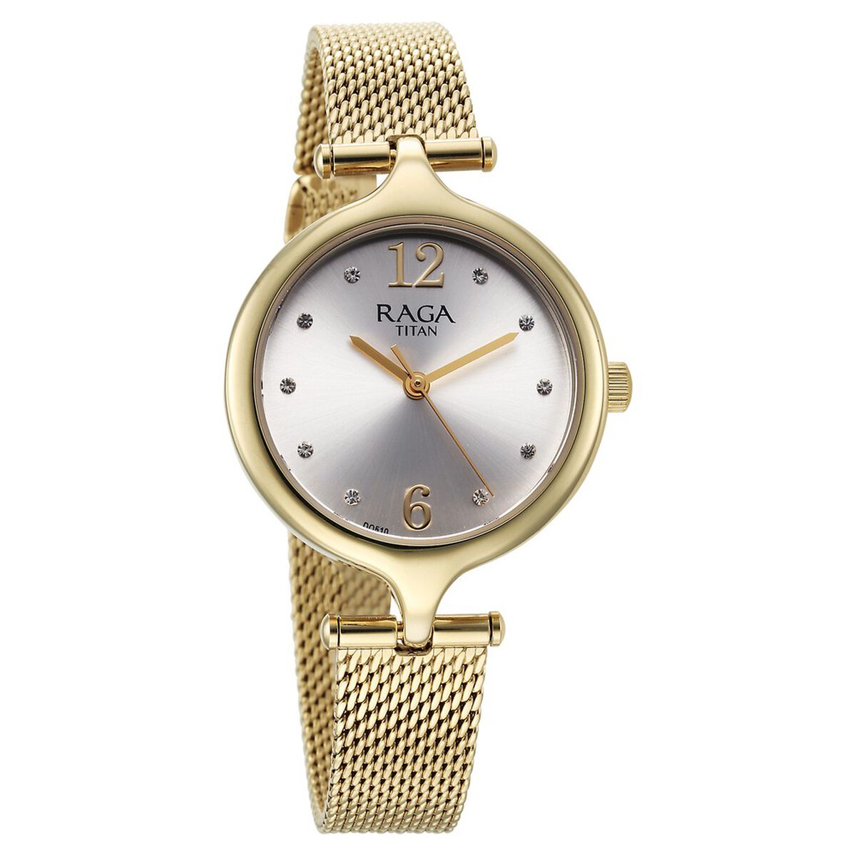Titan Raga Showstopper Quartz Analog Silver Dial Golden Metal Strap Watch For Women 2