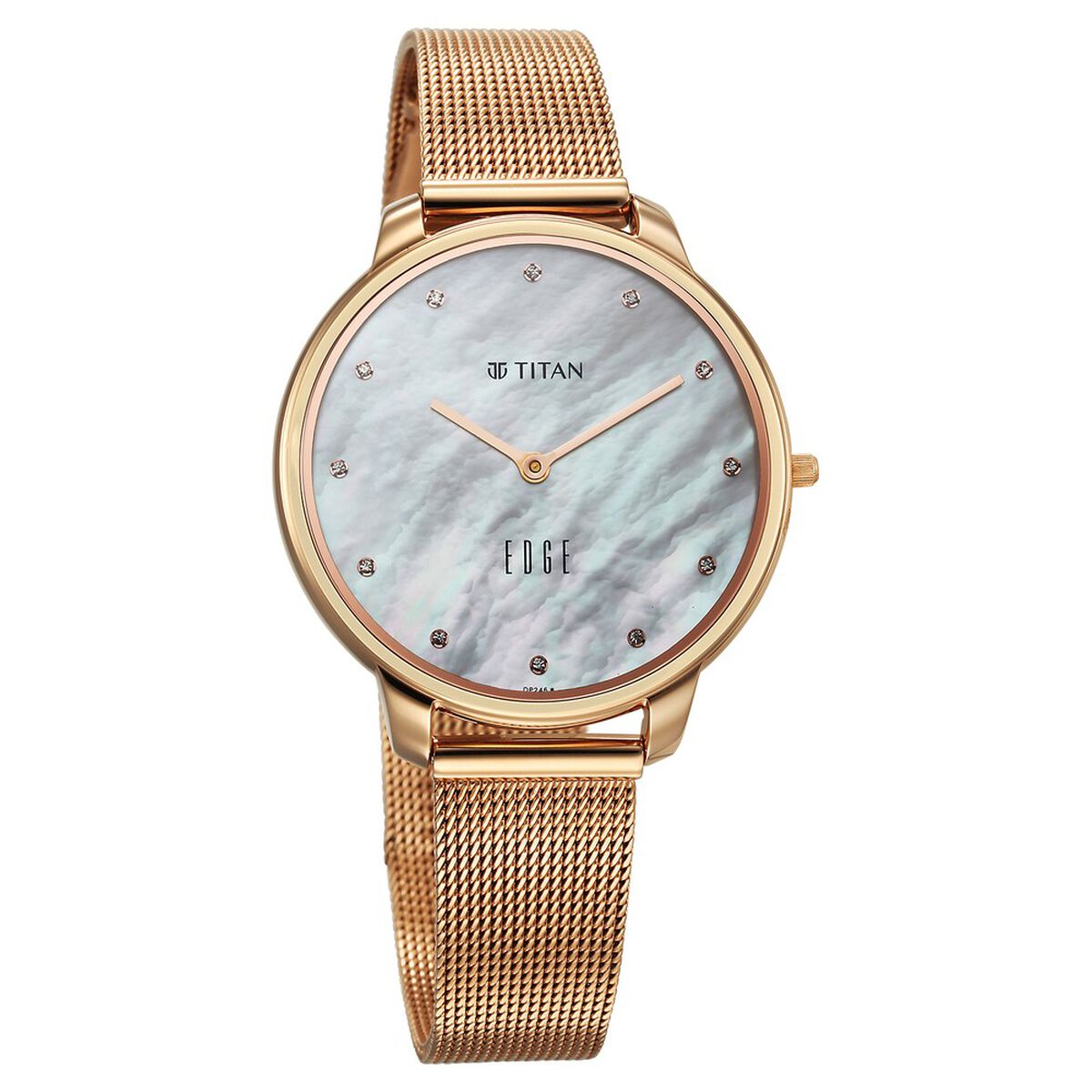 Titan Edge Metal Ladies Allure Quartz Analog Mother Of Pearl Round Dial Rose Gold Stainless Steel Strap Watch For Women 2