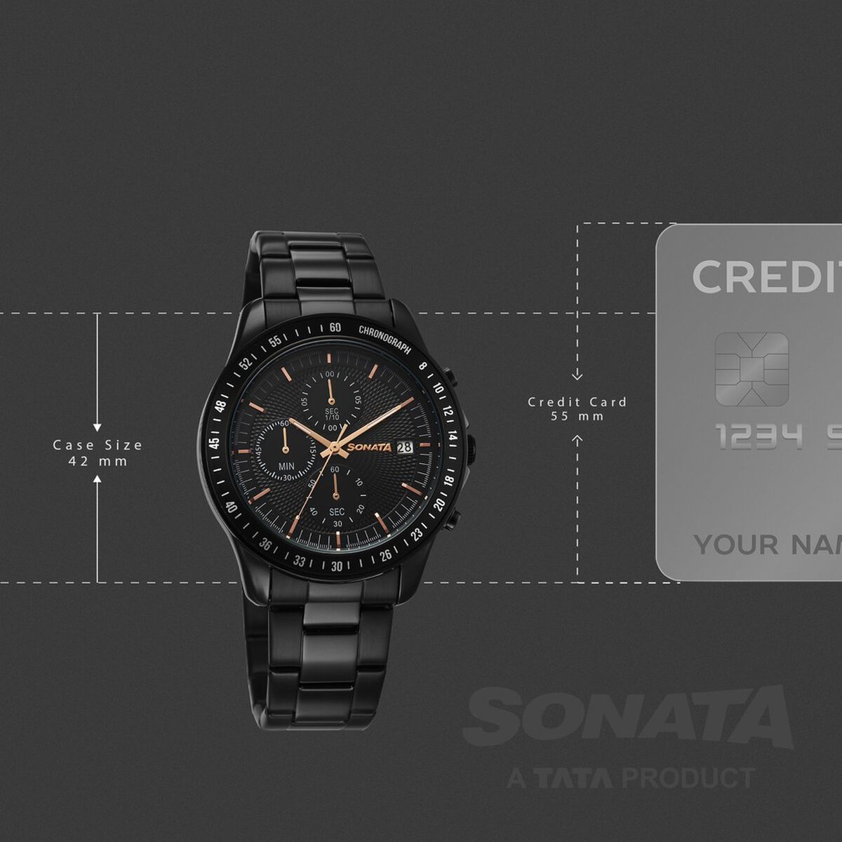 Sonata Chronos Quartz Analog with Date Black Dial Black Colour Stainless Steel Strap Watch For Men 4