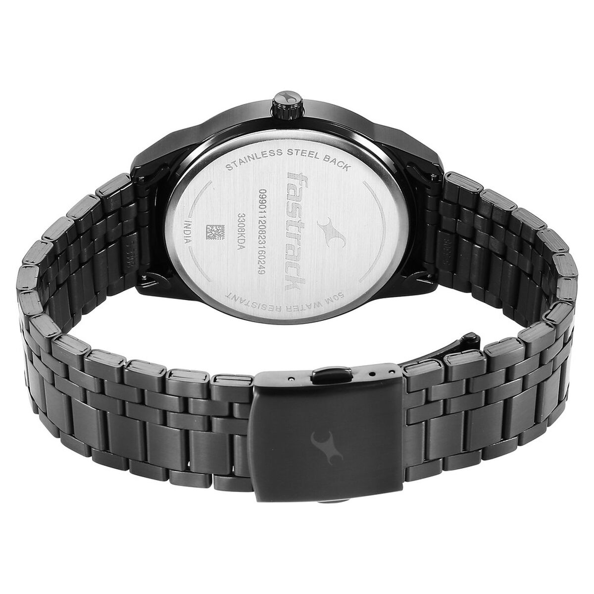 Fastrack Stunners Quartz Analog Black Dial Black Stainless Steel Strap Watch For Guys 5