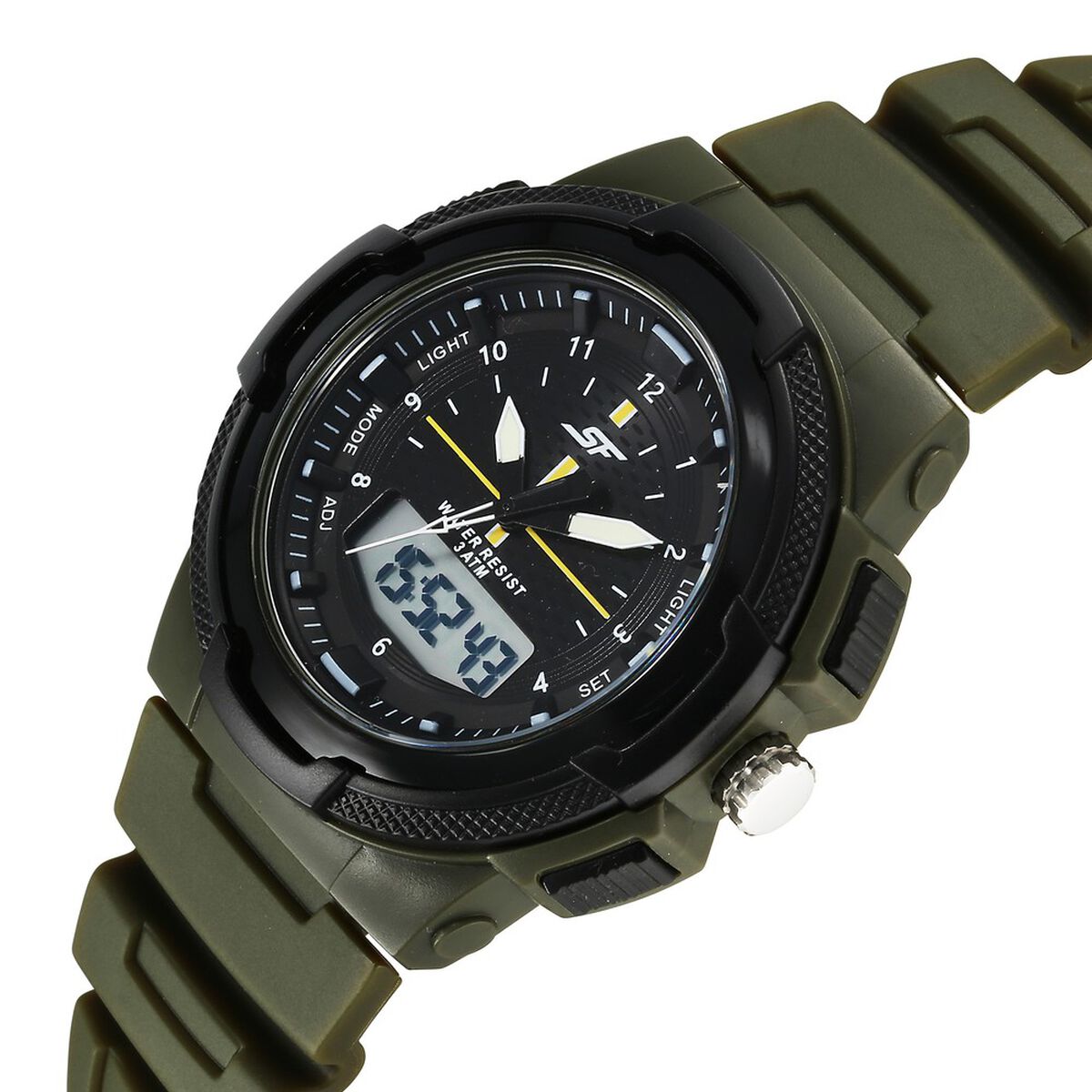 SF Maverick Quartz Digital Ana Digi Black Dial PU Strap Watch For Men 2