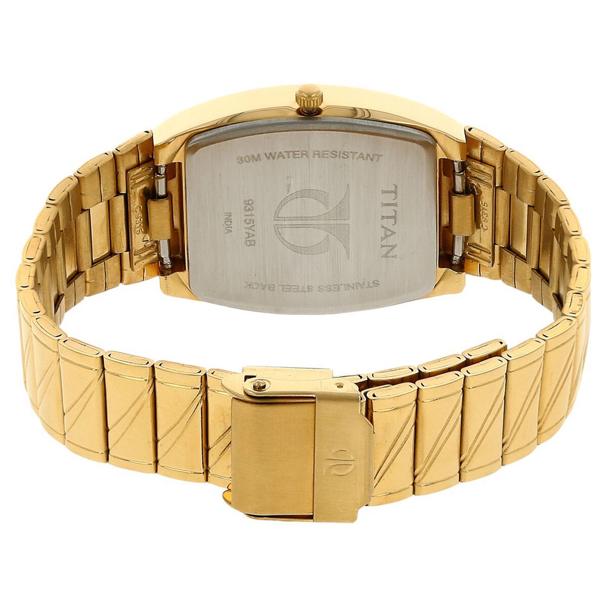 Titan Rectangle Champagne Dial Analog with Date Stainless Steel Strap watch for Men 4