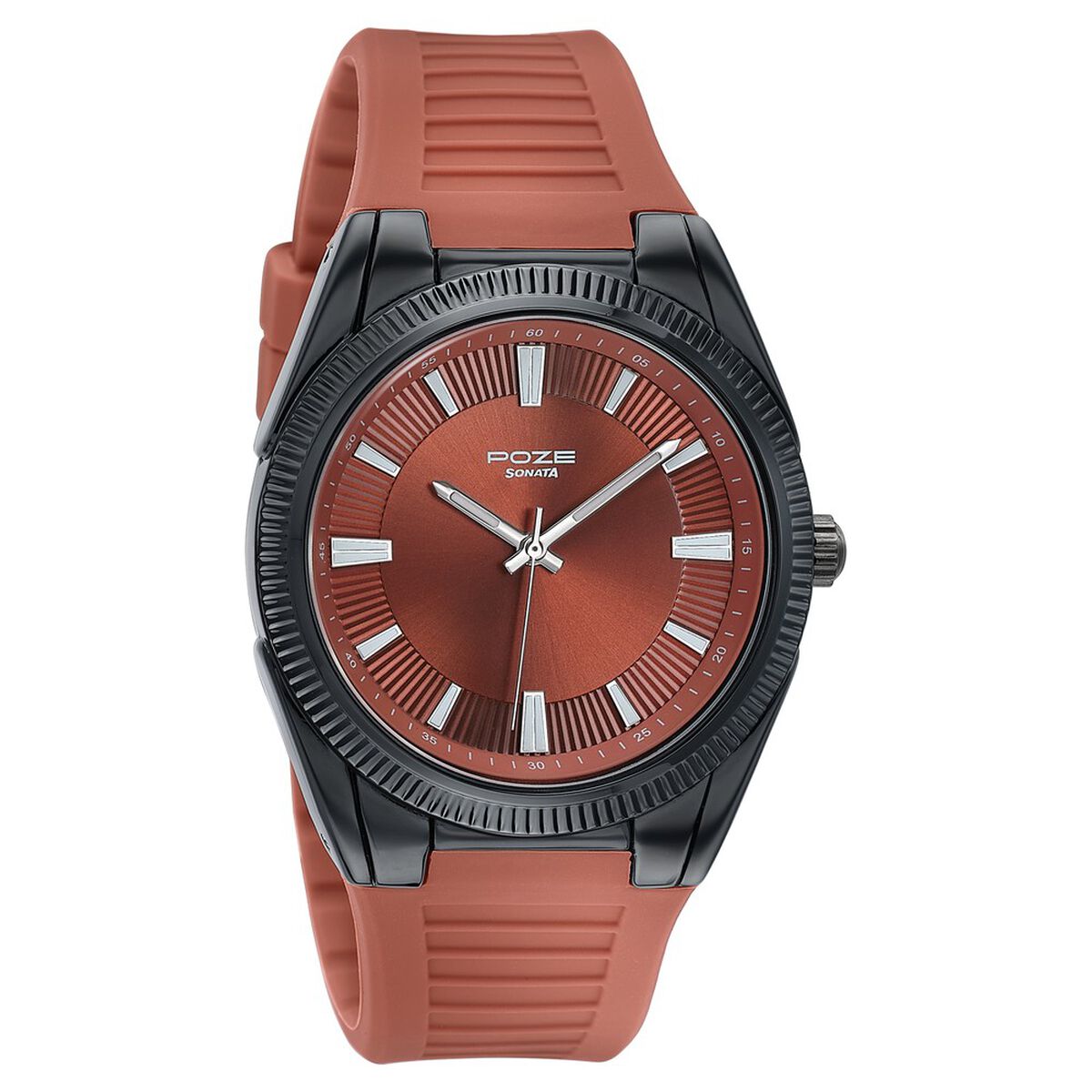 Poze By Sonata Quartz Analog Orange Dial Orange Silicone Strap Watch For Men 3