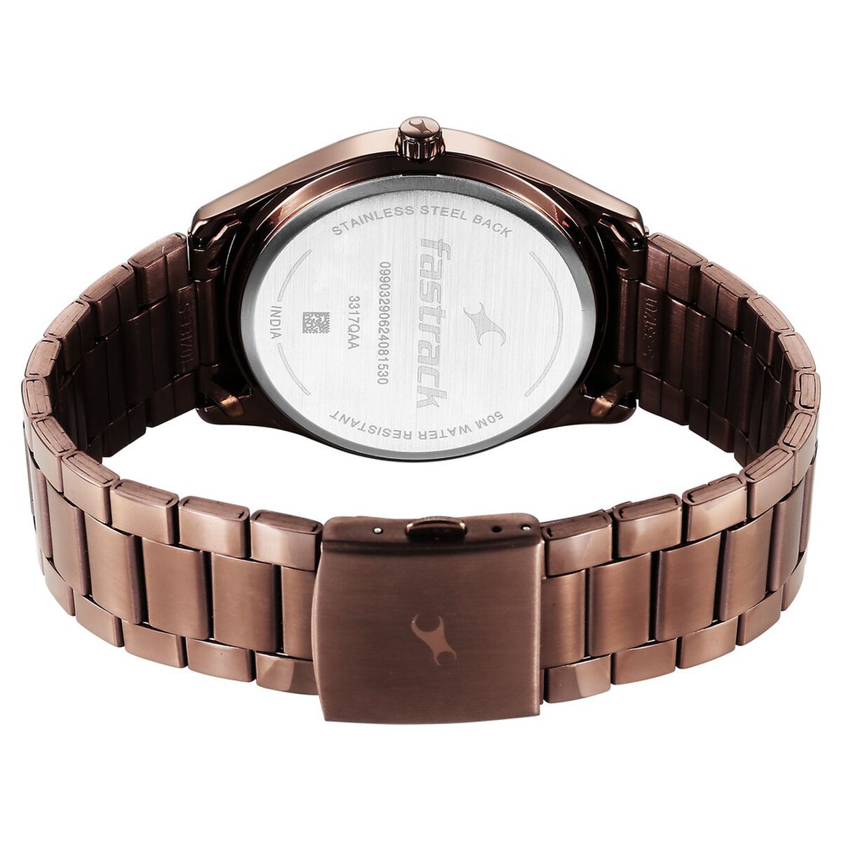 Fastrack Stunners Quartz Analog Brown Dial Brown Metal Strap Watch For Guys 5
