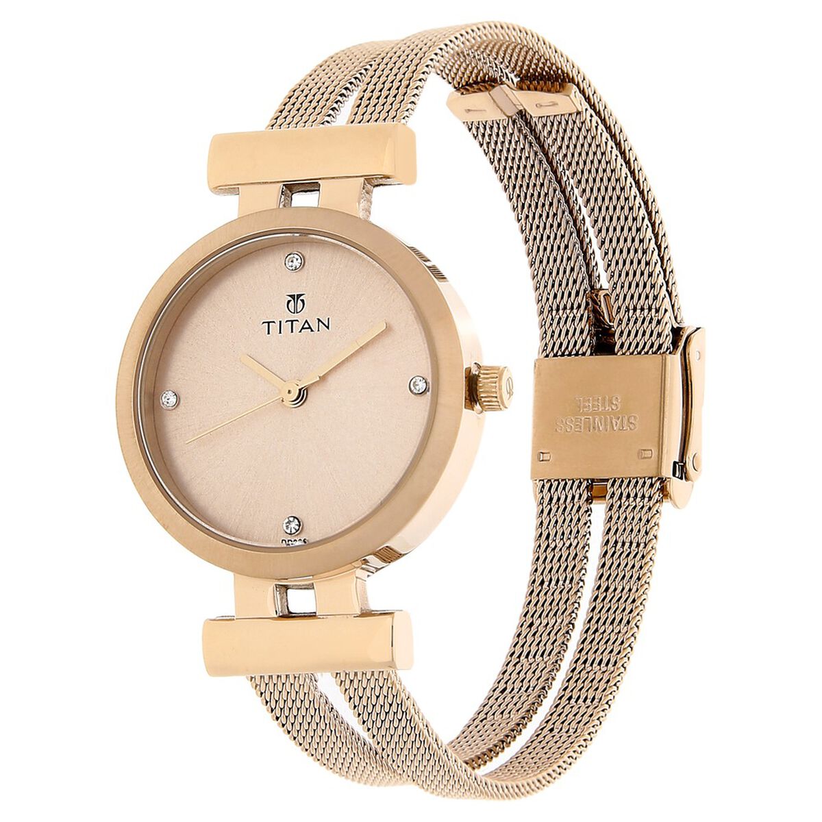 Titan Purple Quartz Analog Rose Gold Dial Rose Gold Stainless Steel Strap Watch For Women 2