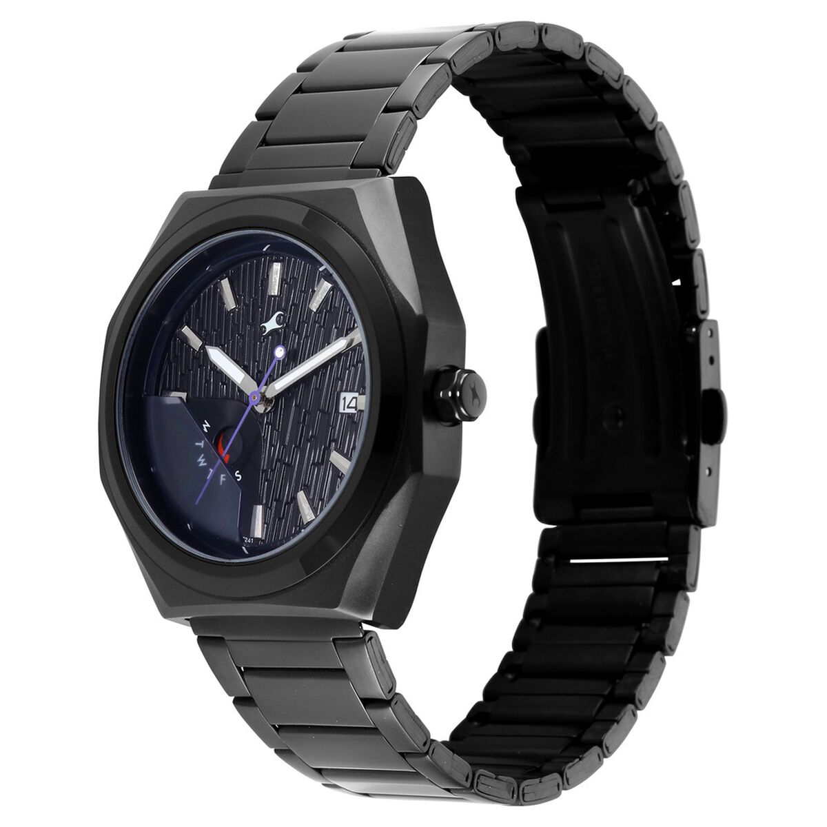 Fastrack Oceanyx 2.0 Analog Watch with Day Date for Men with Black Dial & Black Metal Strap 3