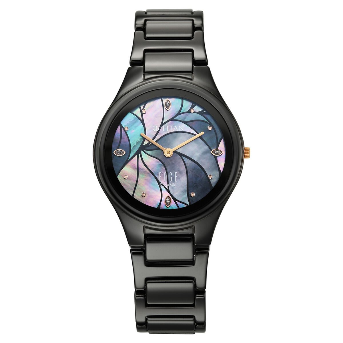 Edge Tessel Quartz Analog Black Dial Black Ceramic Strap Watch For Women 1