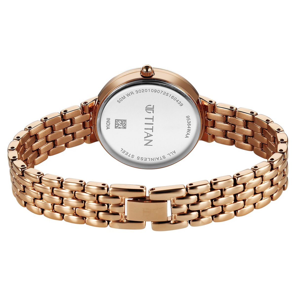 Titan Eminence Quartz Analog Pink Dial Rose Gold Strap Watch For Women 5