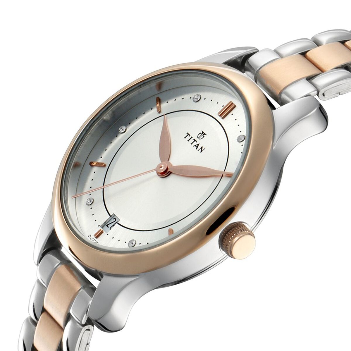Titan Bandhan Quartz Analog with Date Silver Dial Two Toned Stainless Steel Strap Watch For Couple 3