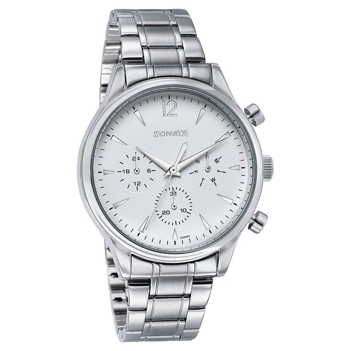 Sonata Wedding Edit Quartz Multifunction Silver Dial Stainless Steel Strap Watch For Men 3