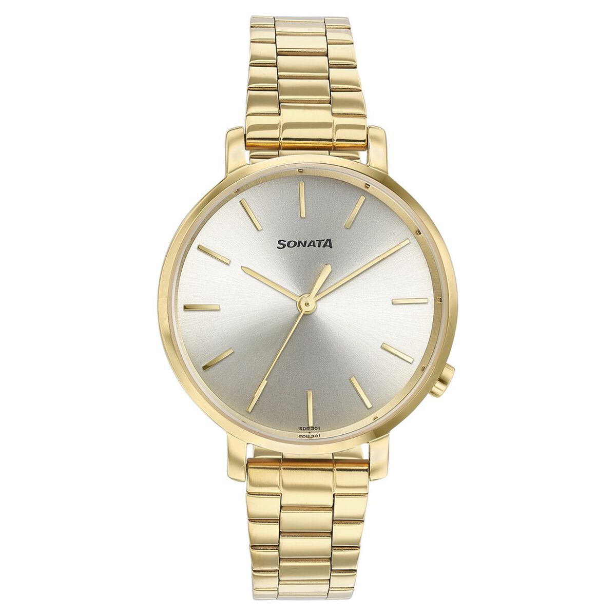 Sonata Elegent Essentials Quartz Analog Champagne Dial Stainless Steel Strap Watch For Women 1