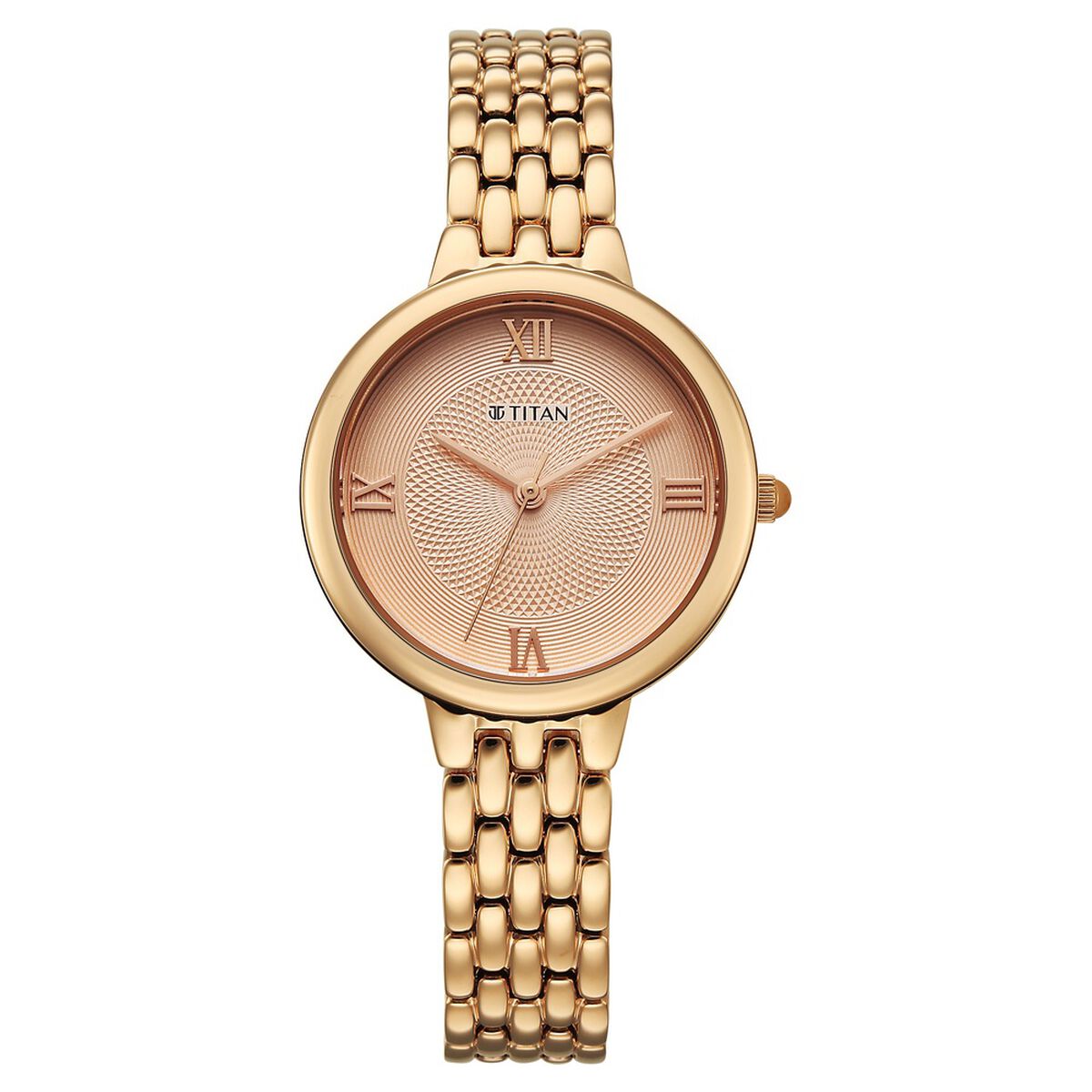 Titan Eminence Quartz Analog Pink Dial Rose Gold Strap Watch For Women 1