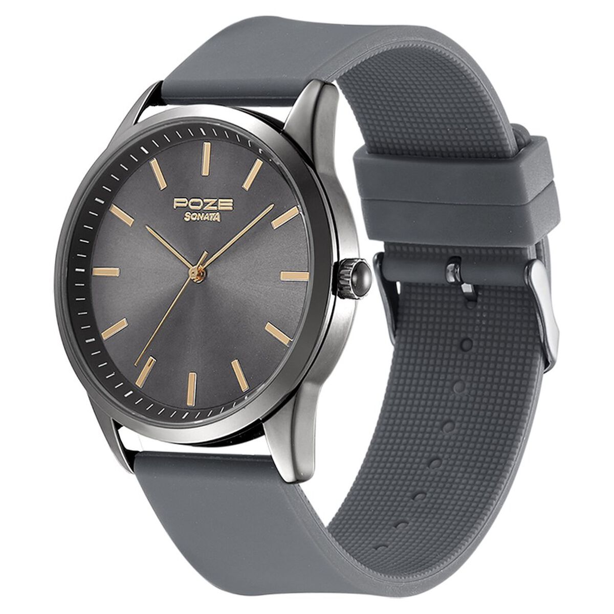 Poze by Sonata Quartz Analog Black Dial Silicone Strap Watch for Men 3