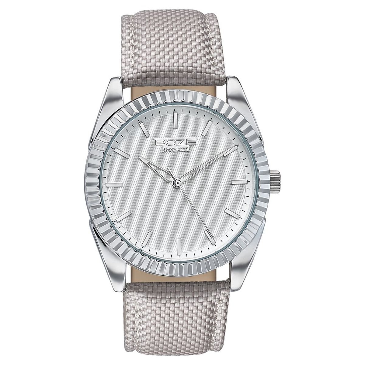 Poze By Sonata Quartz Analog White Dial Grey Nylon Strap Watch For Men 2