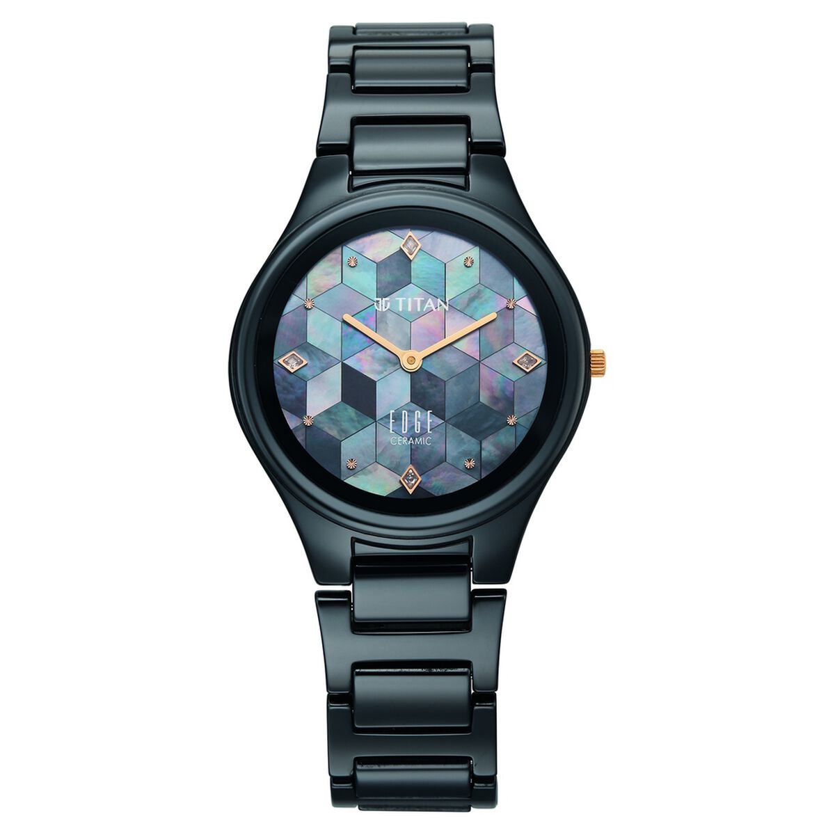 Edge Tessel Quartz Analog Blue Dial Blue Ceramic Strap Watch For Women 1
