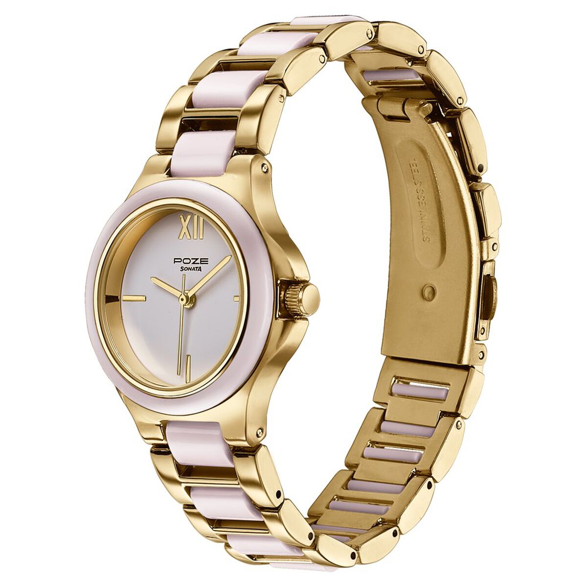 Poze By Sonata Quartz Analog Pink Dial Two Toned Metal & Plastic Strap Watch For Women 5