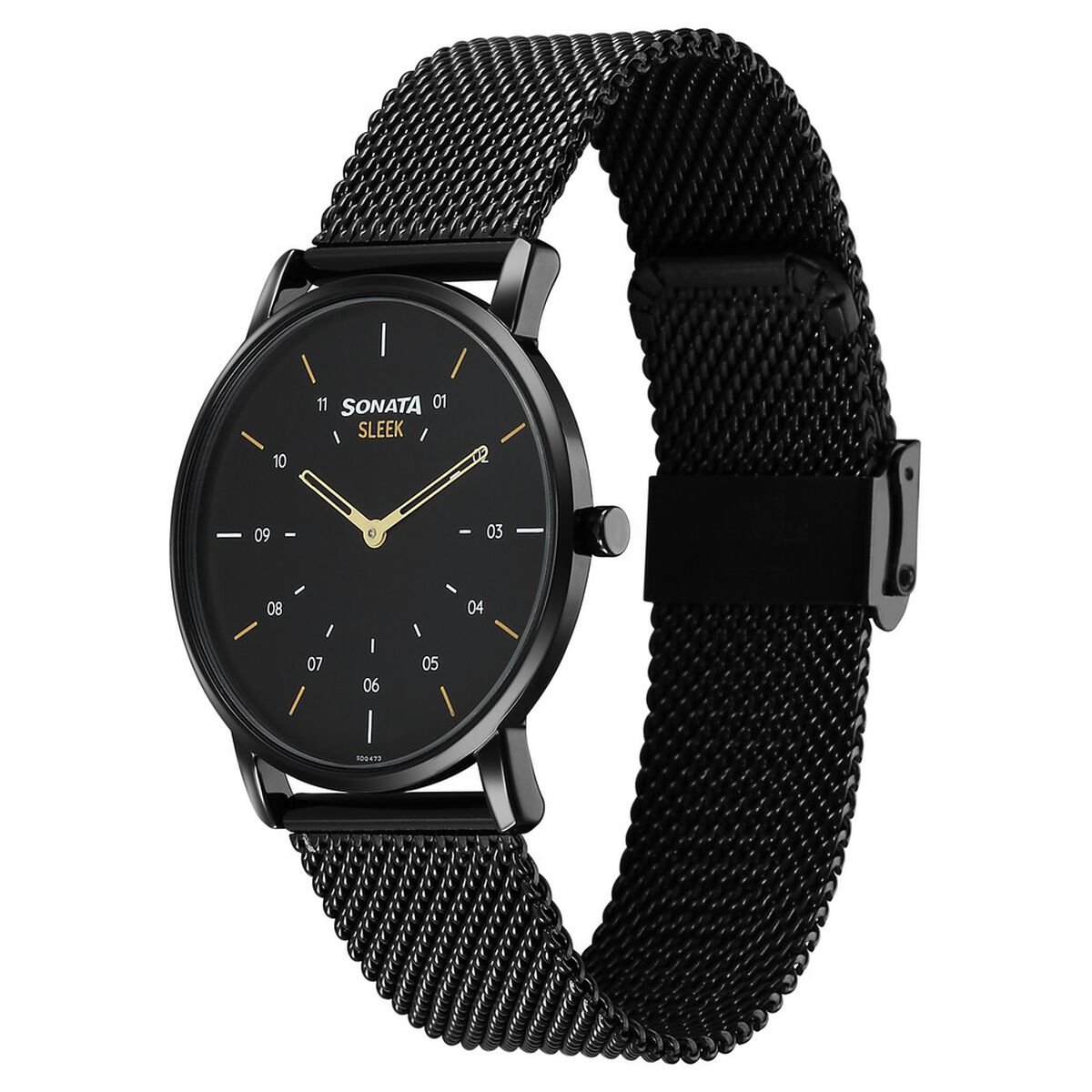 Sonata Sleek Quartz Analog Black Dial Black Stainless Steel Strap Watch For Men 3