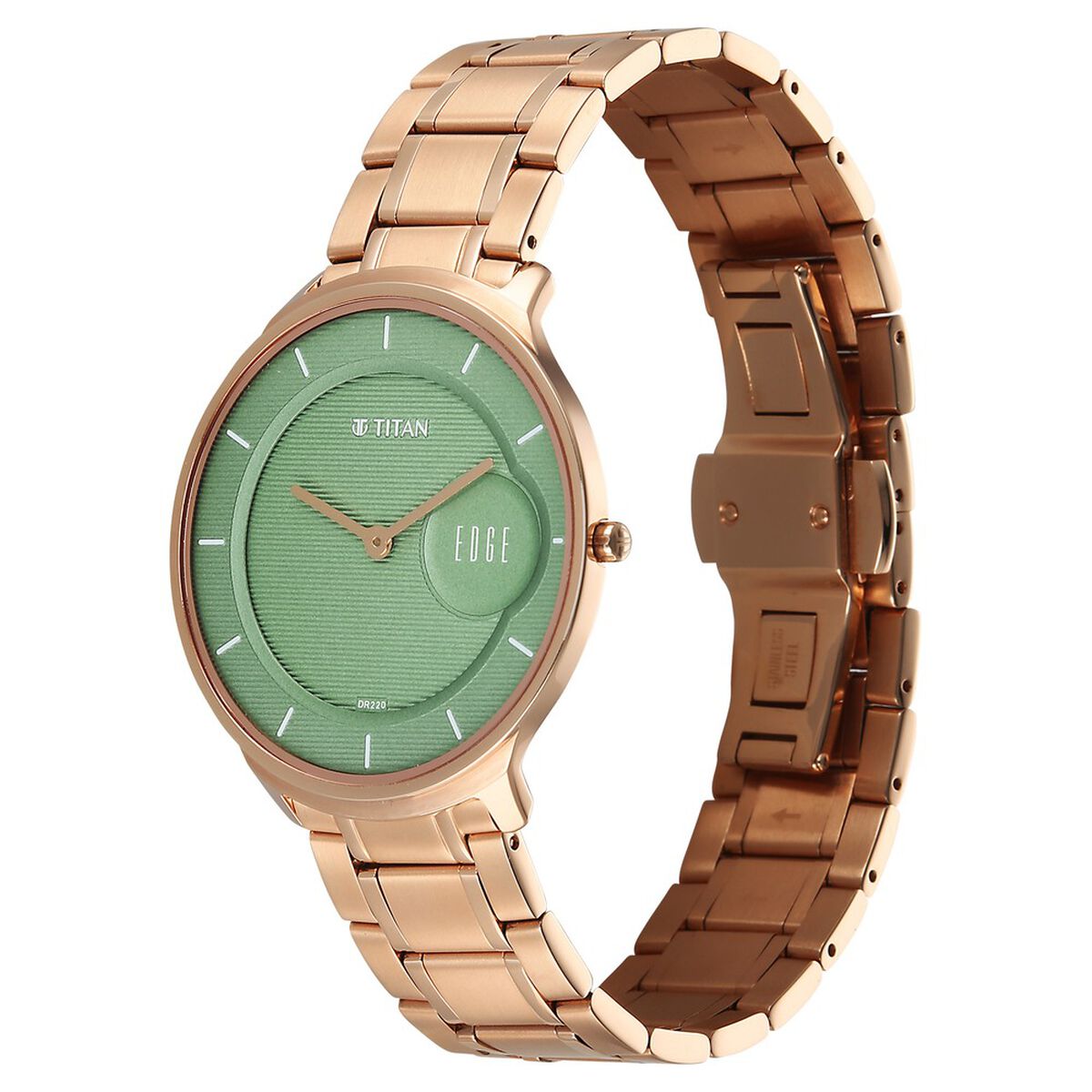 Titan Edge Murals Quartz Analog Green Dial Stainless Steel Strap Watch For Men 4