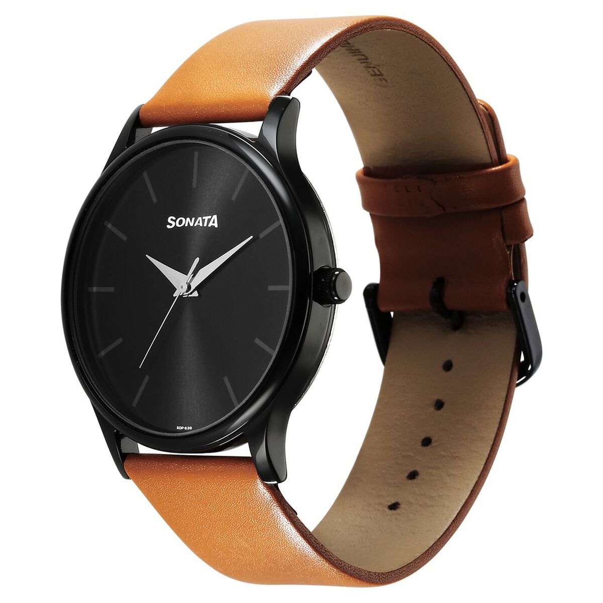 Sonata Aspire Quartz Analog Black Dial Leather Strap Watch for Men 3