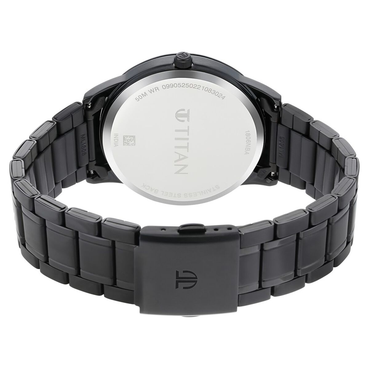 Titan Minimals Quartz Analog with Date Black Dial Black Metal Strap Watch For Men 5