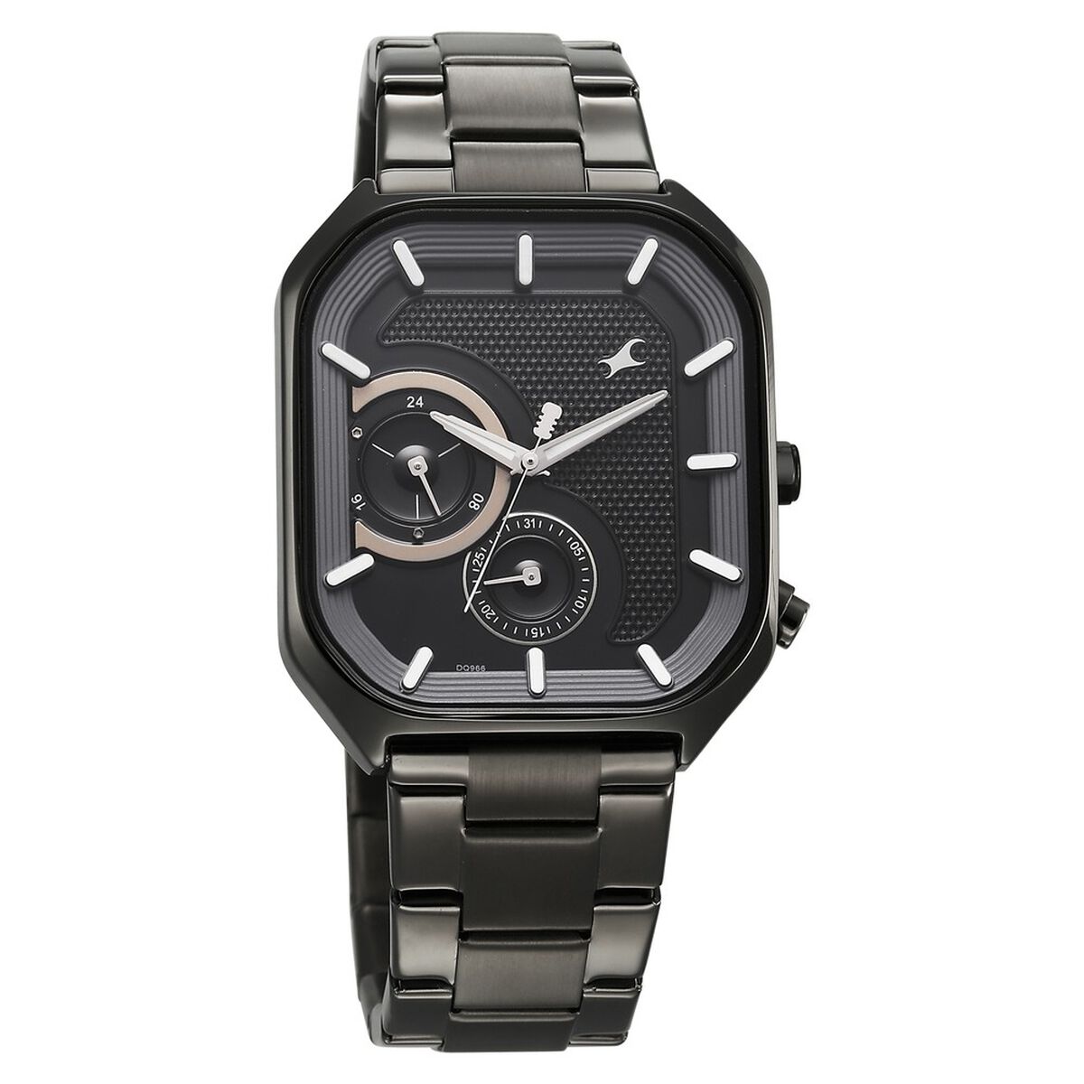 Fastrack Groove Multifunction Black Dial Metal Strap Guy's Watch with Lume indices 4