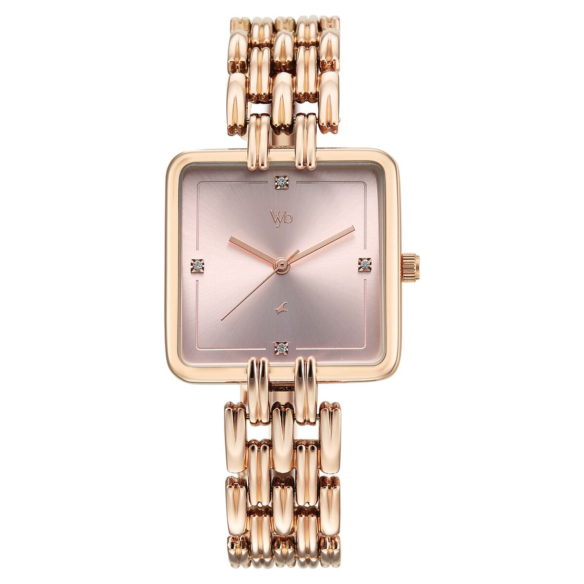 Vyb Minimalist By Fastrack Quartz Analog Pink Dial Rose Gold Metal Strap Watch For Girls 1