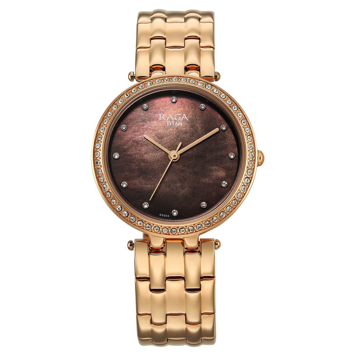 Titan Raga DEC Blaze Quartz Analog Brown Mother Of Pearl Dial Rose Gold Metal Strap Watch For Women 1