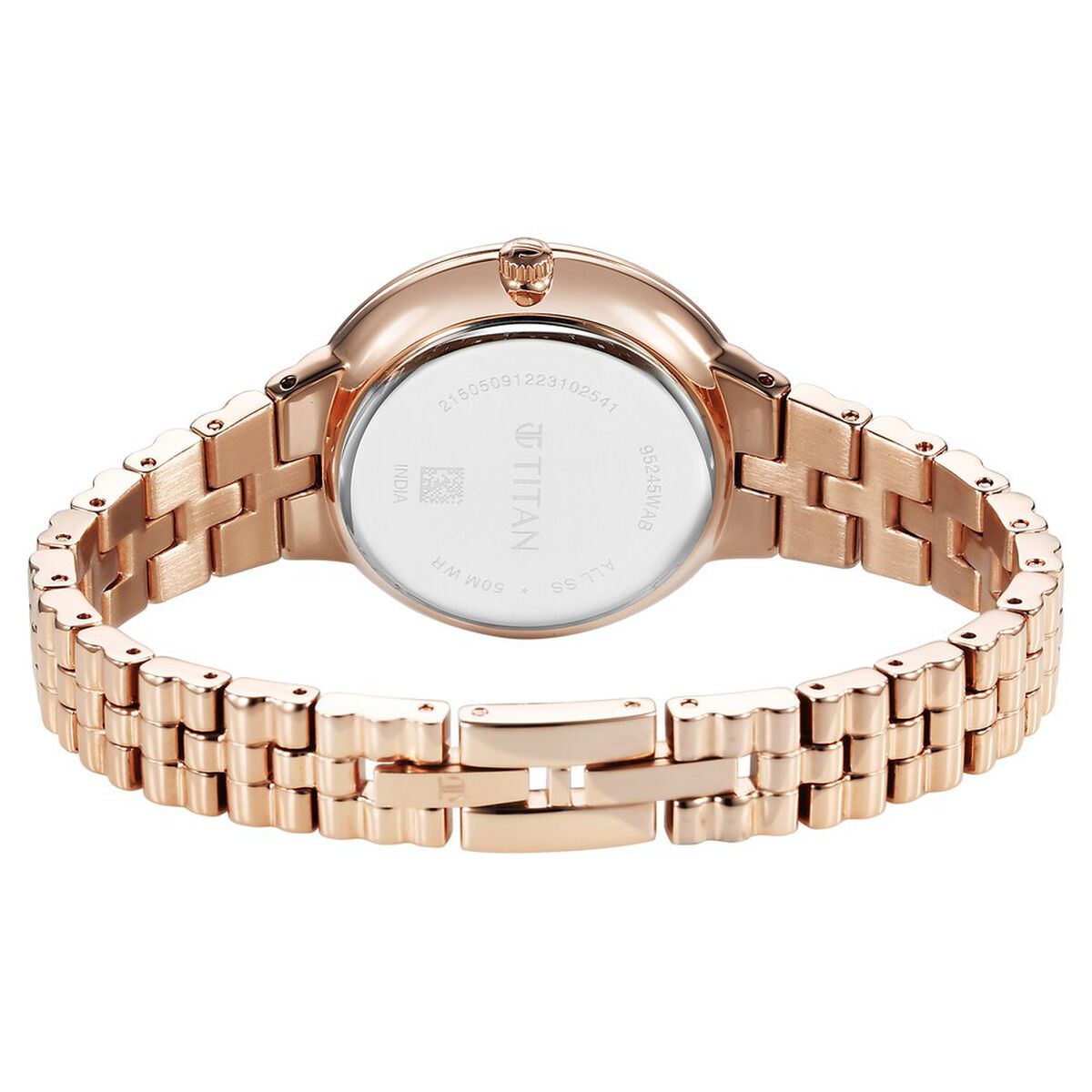 Titan Purple Aura Quartz Analog Rose Gold Dial Rose Gold Stainless Steel Strap Watch For Women 5