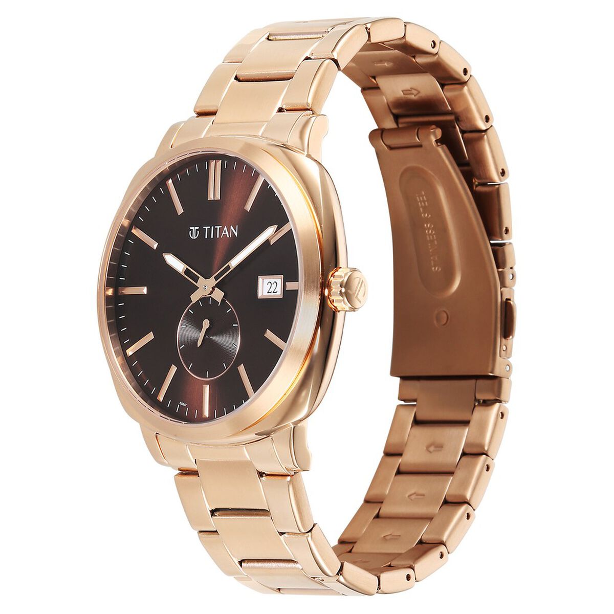 Titan Classique Suave Analog with Brown Dial Rose Gold Stainless Steel Strap Watch for Men 5