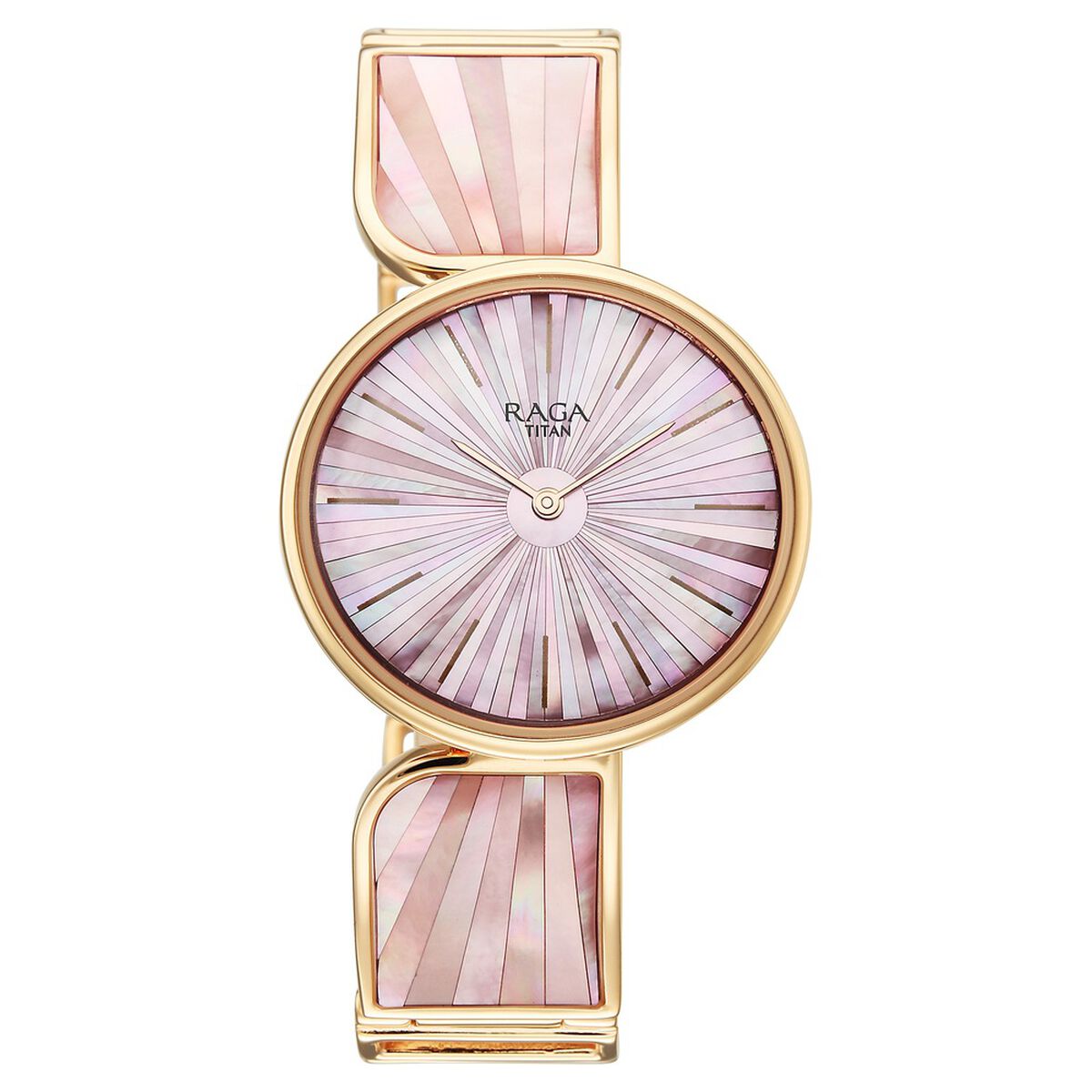 Titan Raga Power Pearls Quartz Analog Mother of Pearl Dial Rose Gold Metal Strap Watch For Women 2