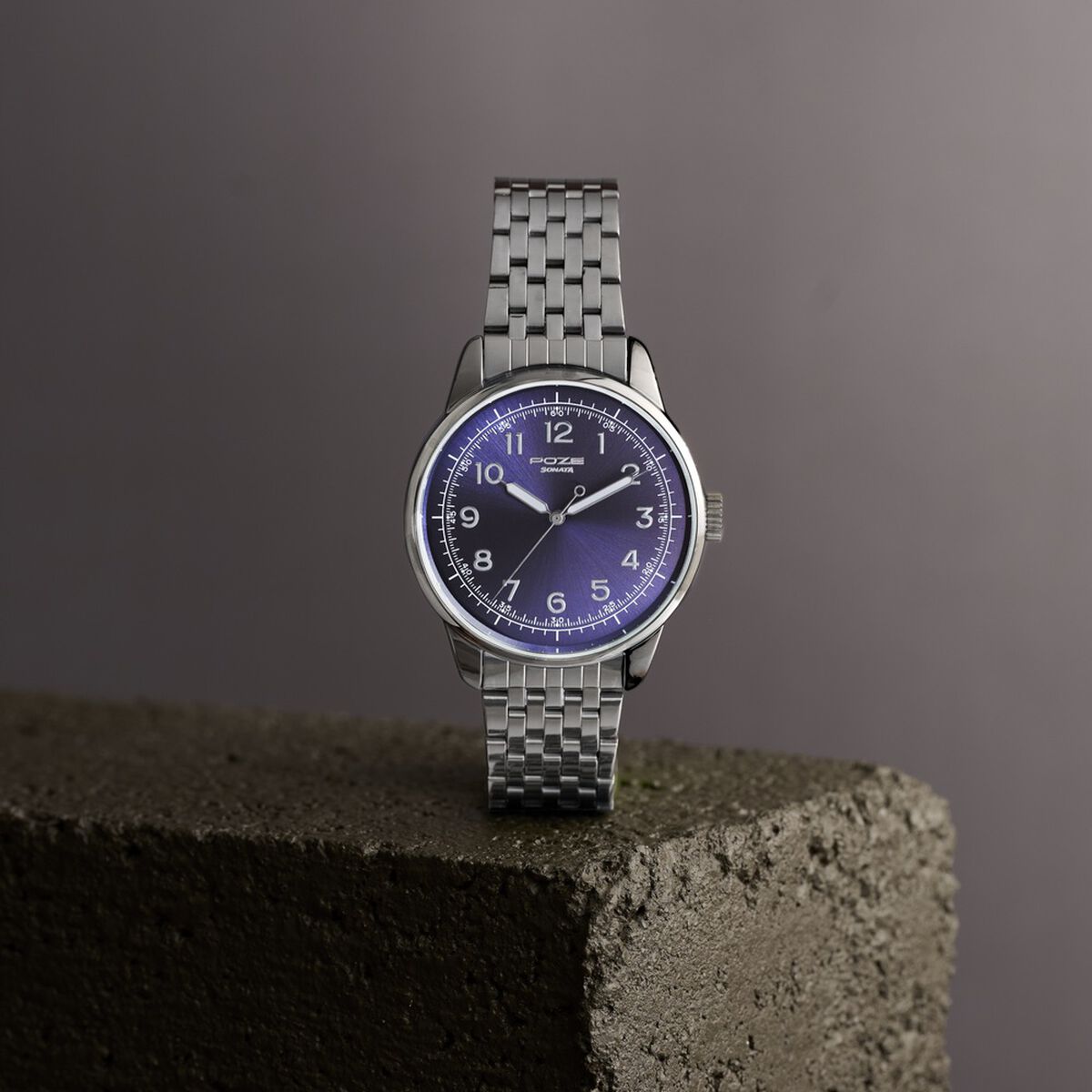 Poze By Sonata Quartz Analog Blue Dial Grey Stainless Steel Strap Watch For Men 1