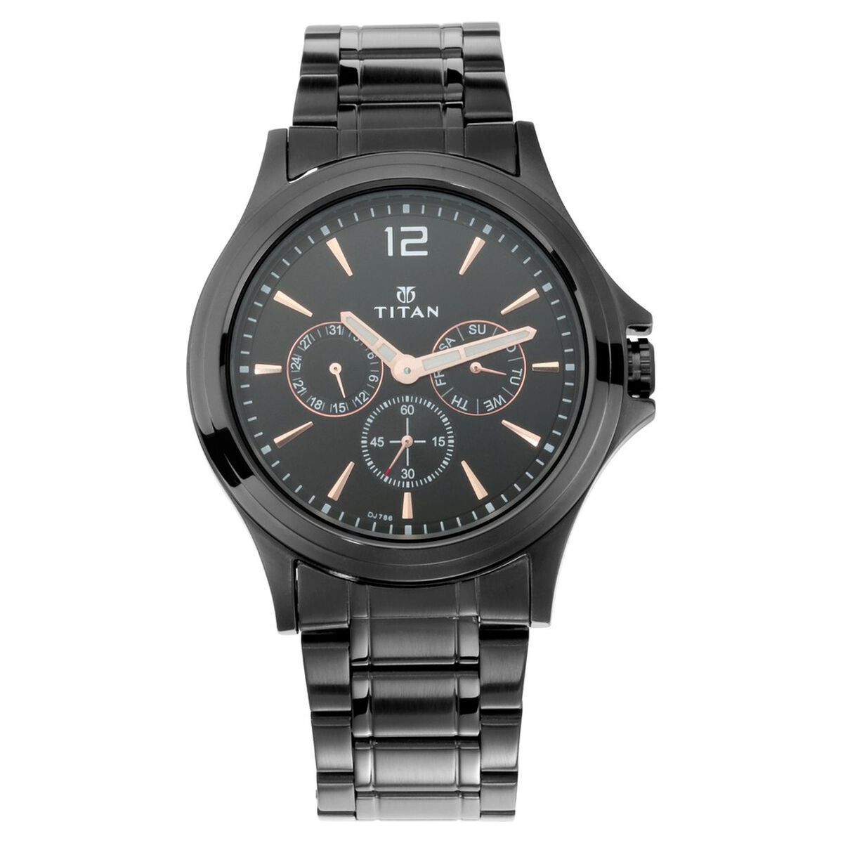Titan Quartz Multifunction Black Dial Stainless Steel Strap Watch for Men 2