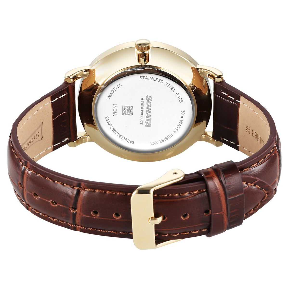 Sonata Wedding Quartz Analog Off White Dial Leather Strap Watch For Men 4