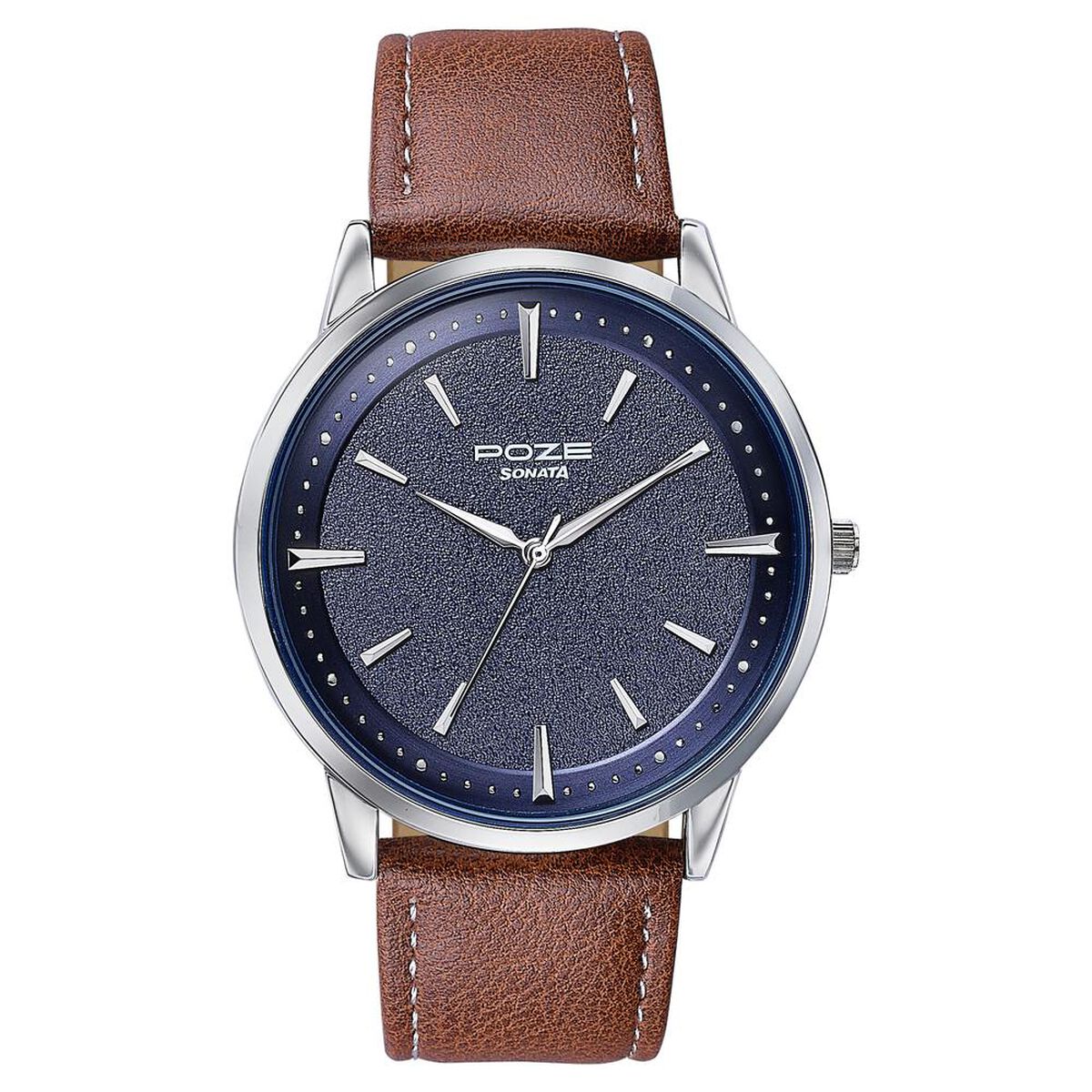Sonata Poze Quartz Analog Blue Dial Leather Strap Watch For Men 2