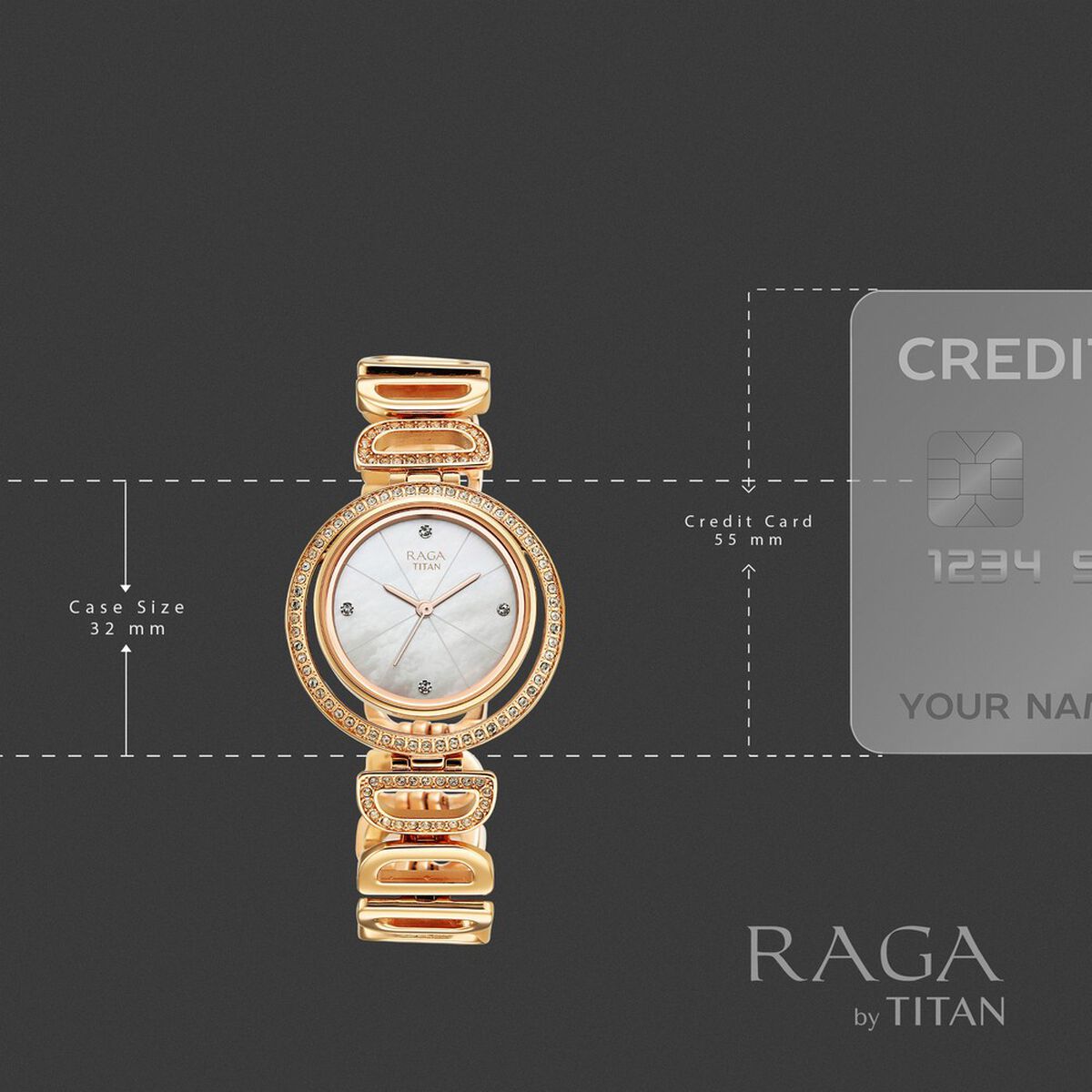 Titan Raga Glimmers Quartz Analog Mother of Pearl Dial Rose Gold Metal Strap Watch For Women 4