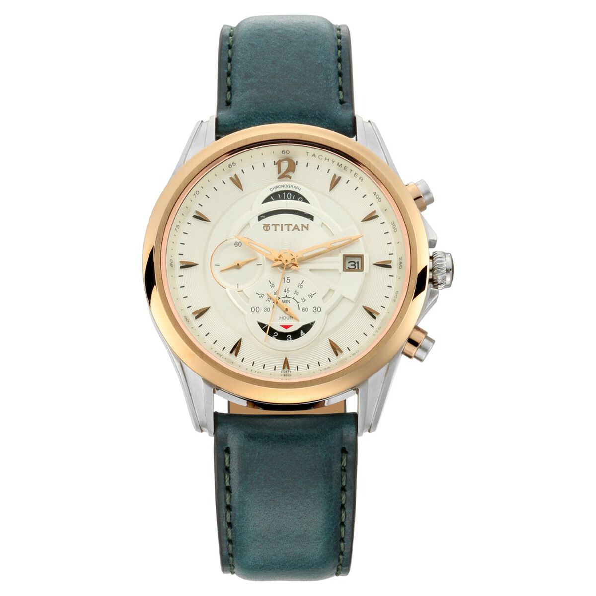 Titan Maritime White Dial Chronograph Leather Strap Watch for Men 2