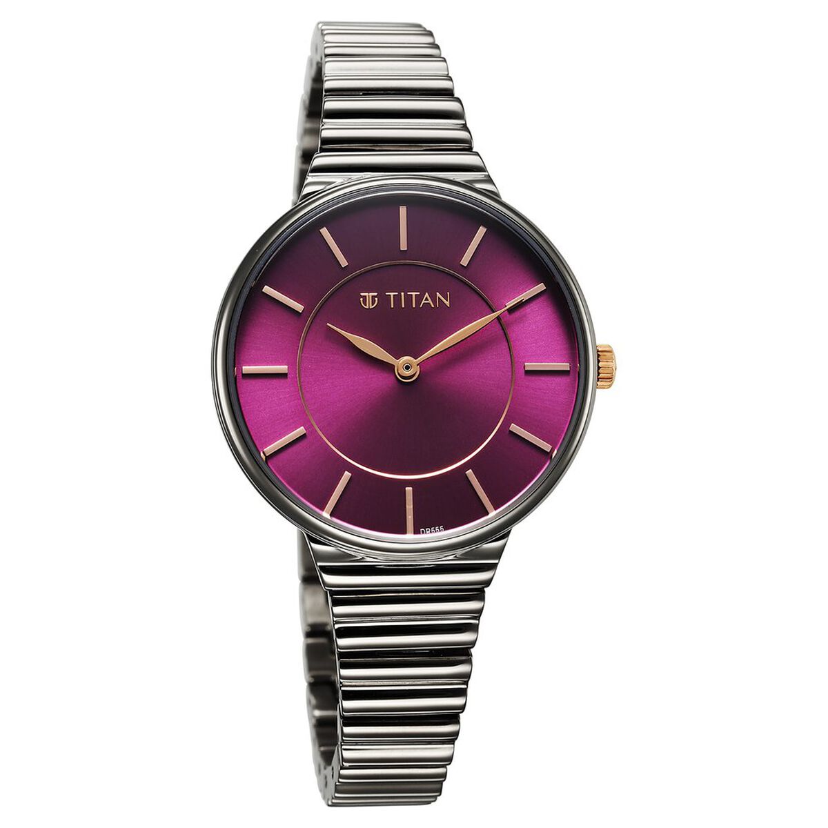 Titan Aura Quartz Analog Purple Dial Stainless Steel Strap Watch for Women 2