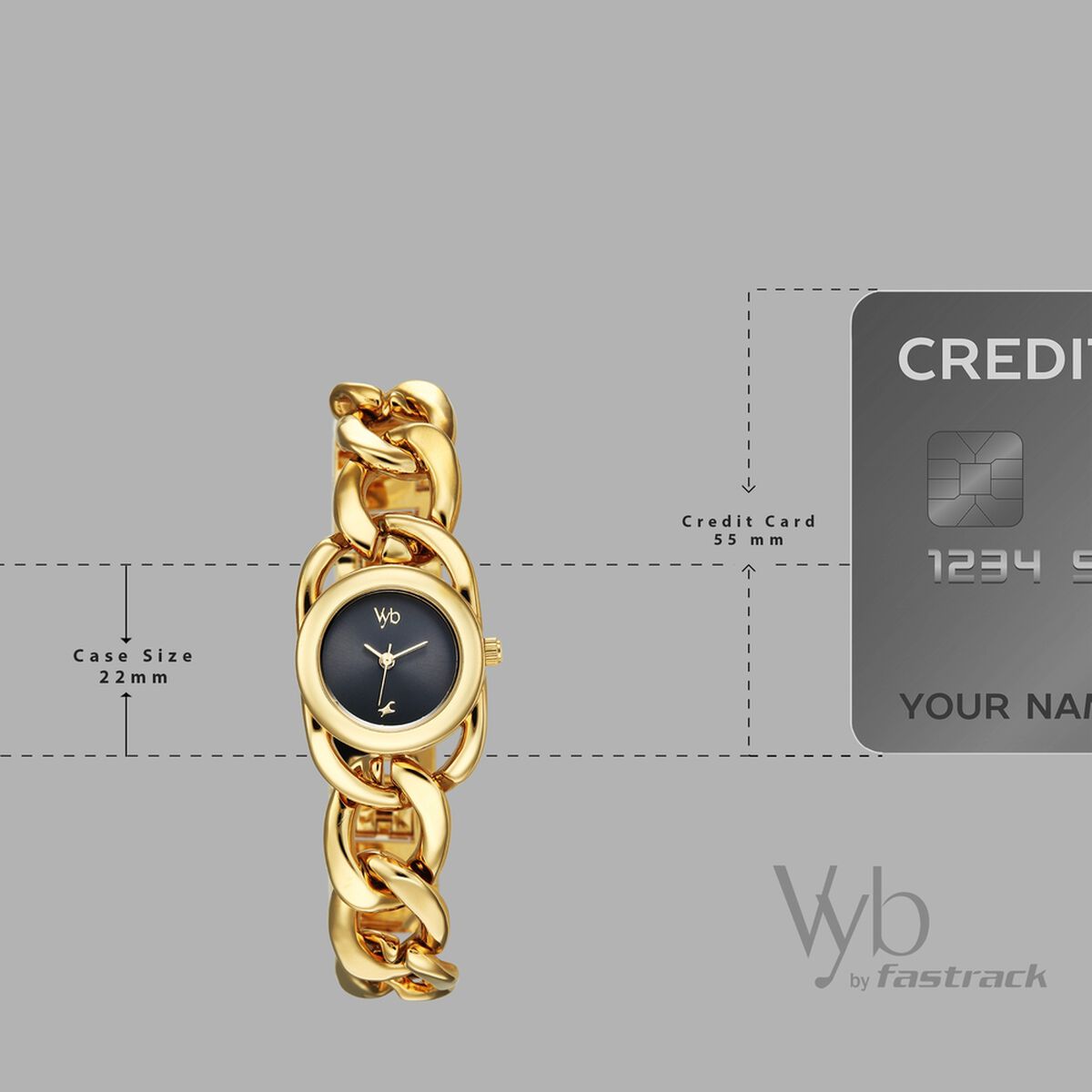 Vyb Diva By Fastrack Quartz Analog Black Dial Golden Metal Strap Watch For Girls 4