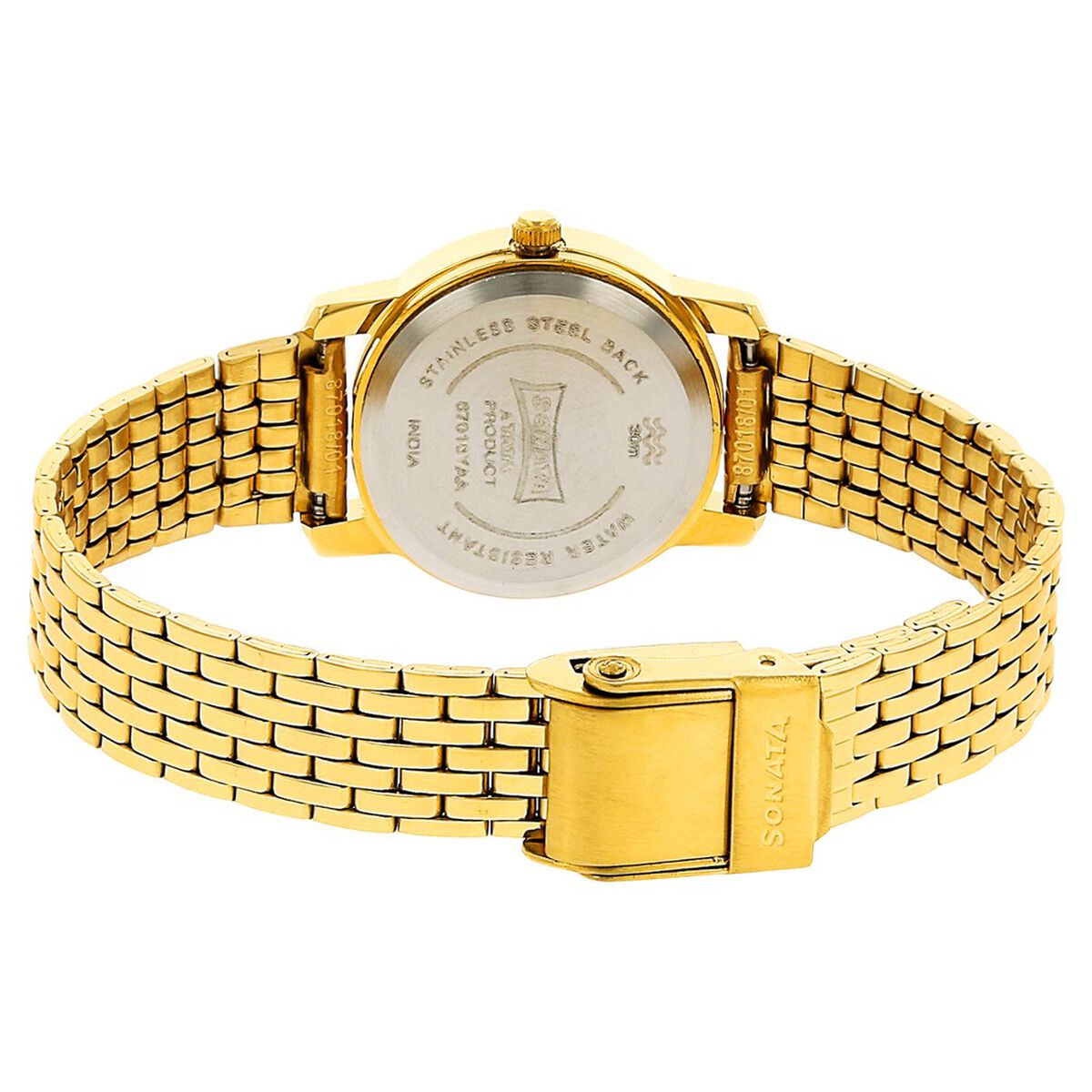 Sonata Quartz Analog Champagne Dial Stainless Steel Strap Watch for Women 4