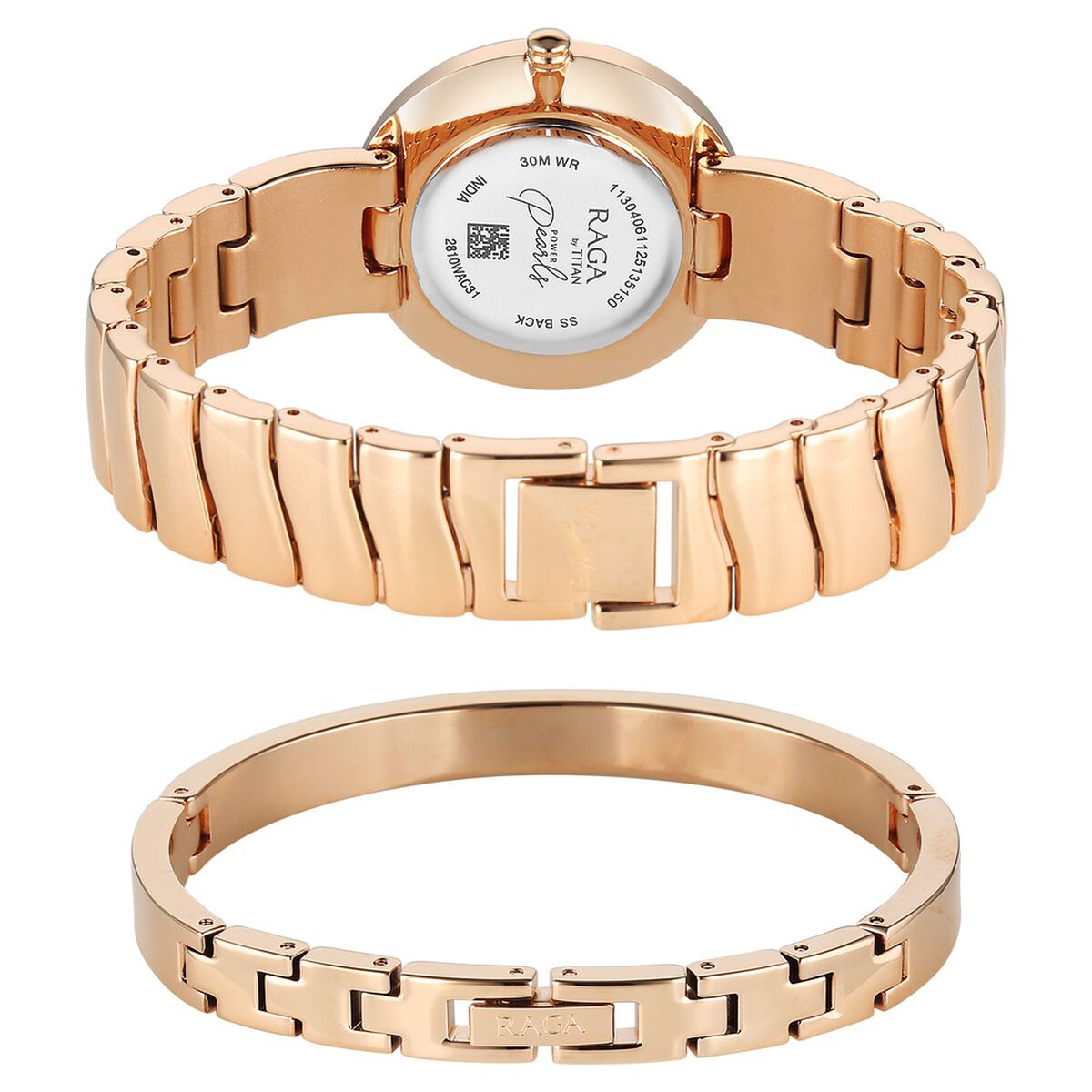 Titan Raga Power Pearls Quartz Analog Mother of Pearl Dial Rose Gold Metal Strap Watch For Women 5