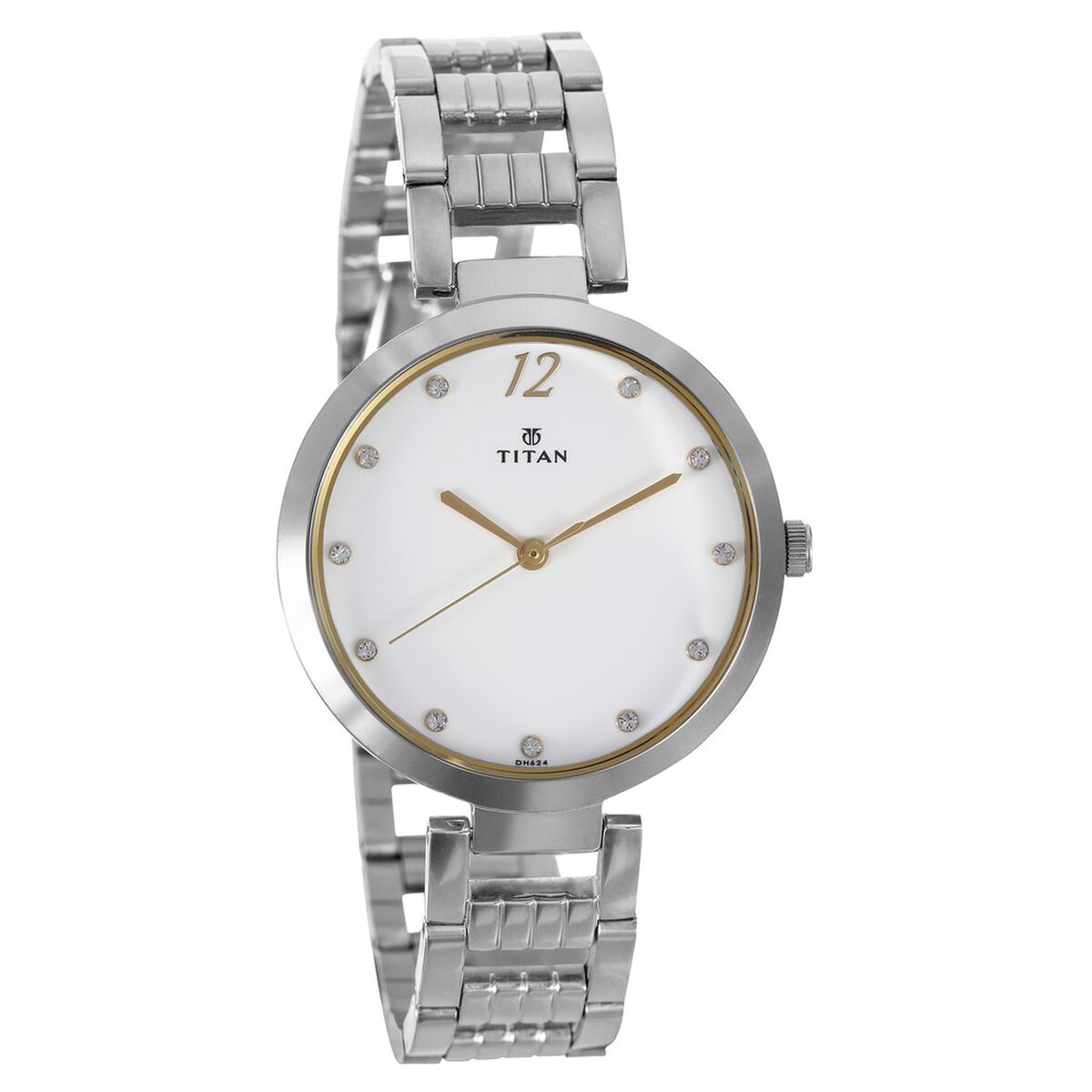 Titan Purple Sparkle Quartz Analog White Dial Silver Stainless Steel Strap Watch For Women 2