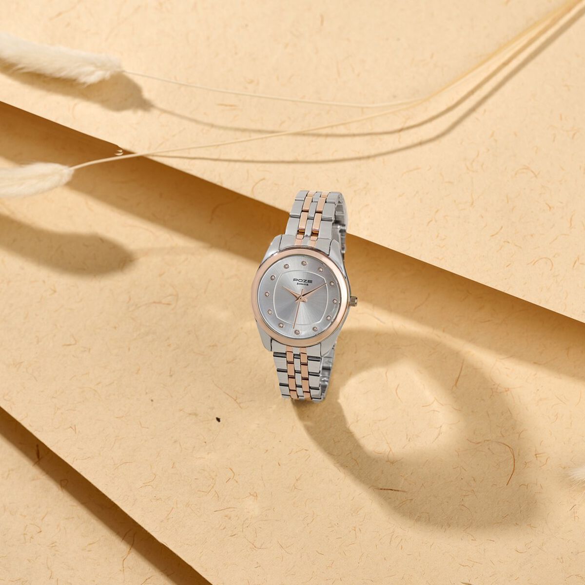 Poze By Sonata Quartz Analog Silver Dial Two Toned Metal Strap Watch For Women 1
