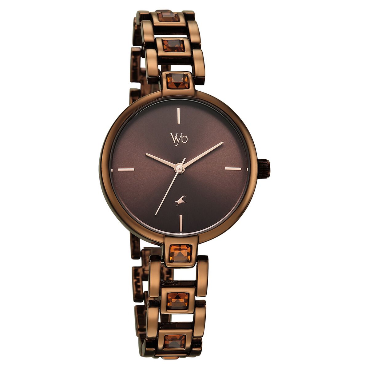 Vyb Manifester By Fastrack Quartz Analog Brown Dial Brown Metal Strap Watch For Girls 3
