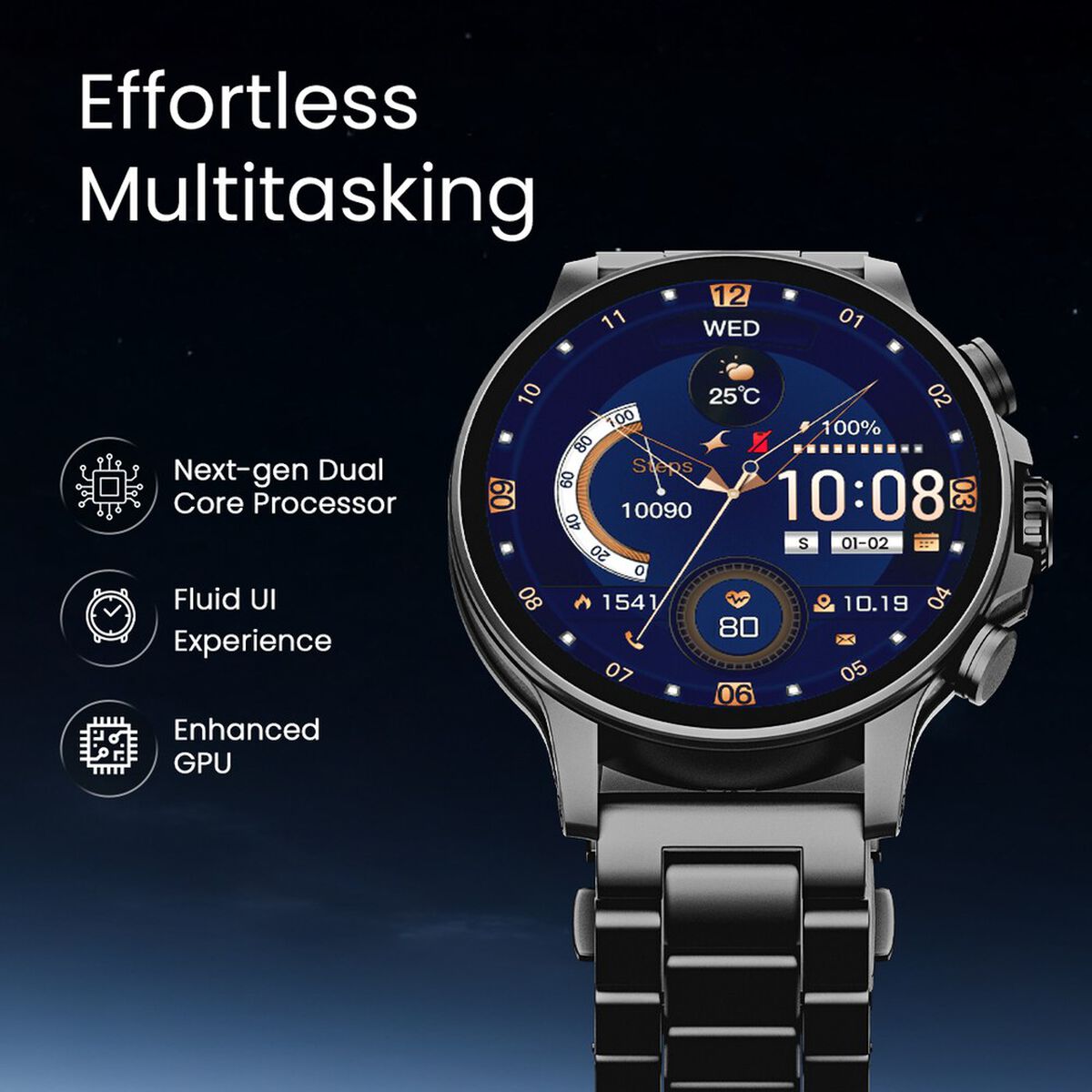 Fastrack Marvellous FX2 Unisex Smart Watch With Black Metal Strap 4