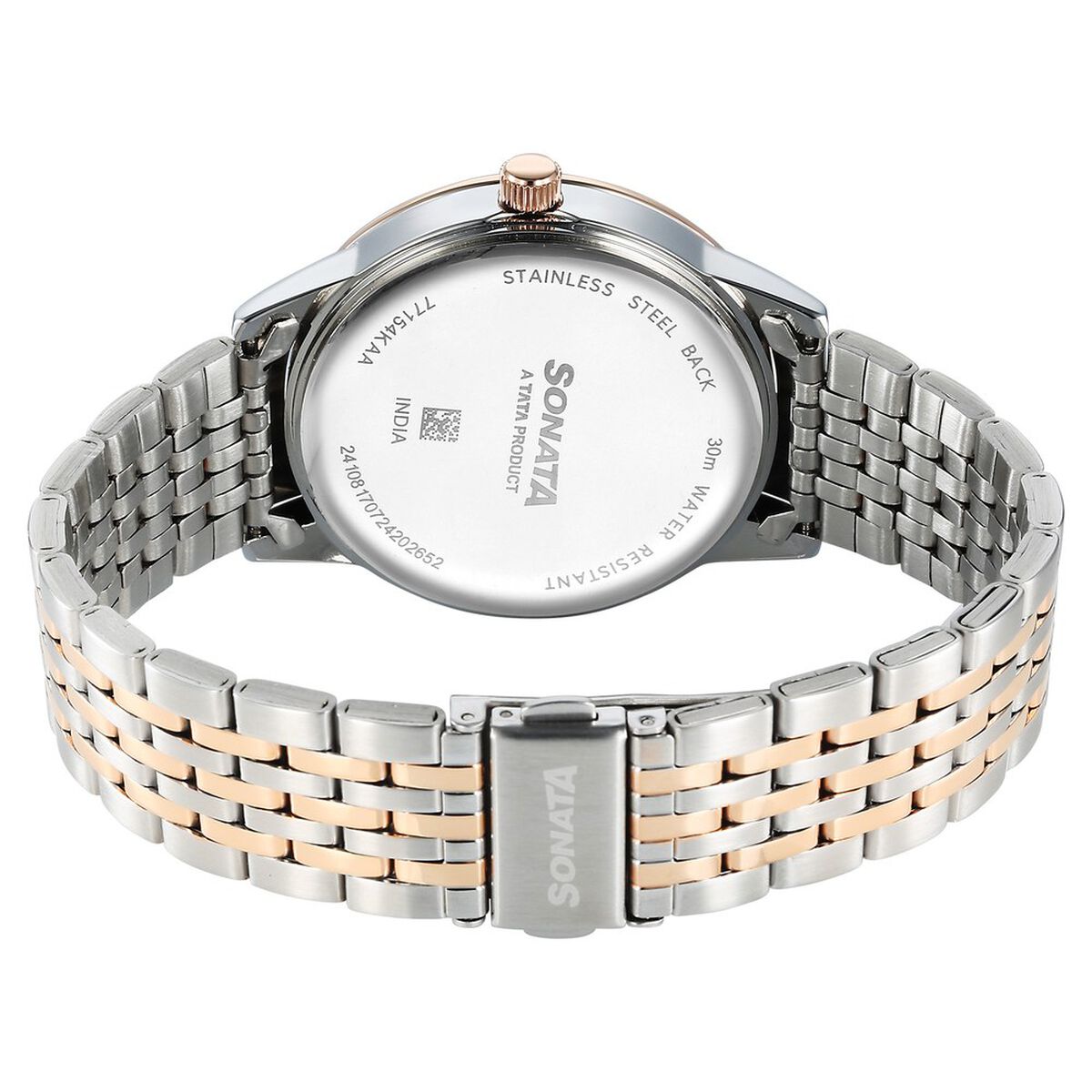 Sonata Wedding Quartz Analog Off White Dial Stainless Steel Strap Watch For Men 4