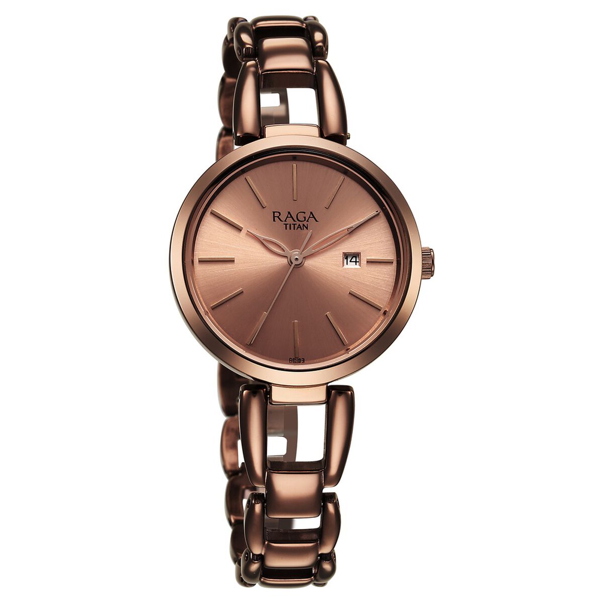 Titan Raga Viva Quartz Analog with Date Rose Gold Dial Brown Metal Strap Watch for Women 3