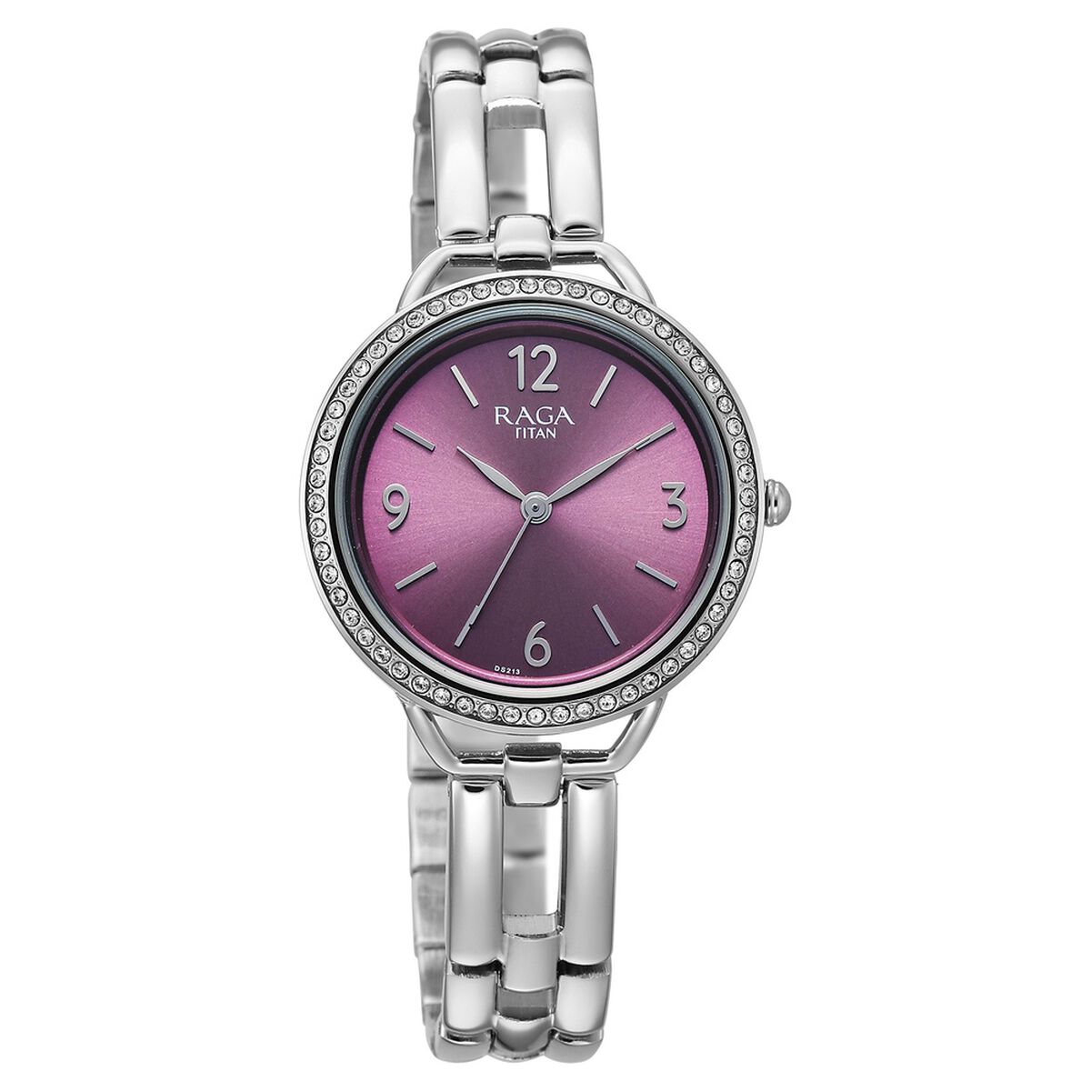 Titan Raga DEC Blaze Quartz Analog Purple Dial Silver Metal Strap Watch For Women 2