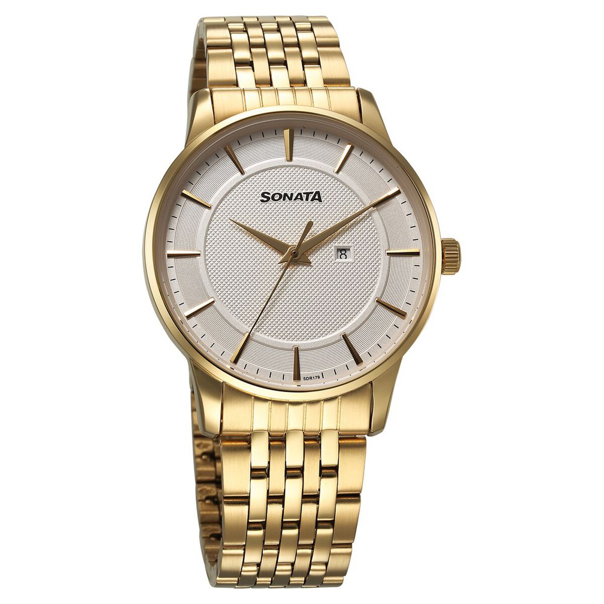 Sonata Wedding Quartz Analog Off White Dial Stainless Steel Strap Watch For Men 1