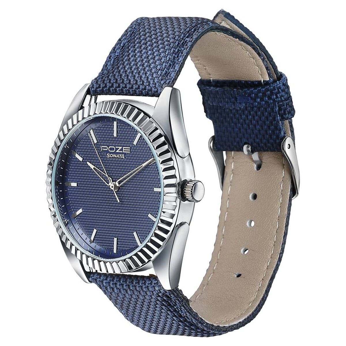 Poze By Sonata Quartz Analog Blue Dial Blue Nylon Strap Watch For Men 5